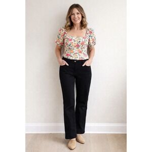 Peter Nygard Chino Minimalist Pants Womens 8 Black Straight Work Career Office